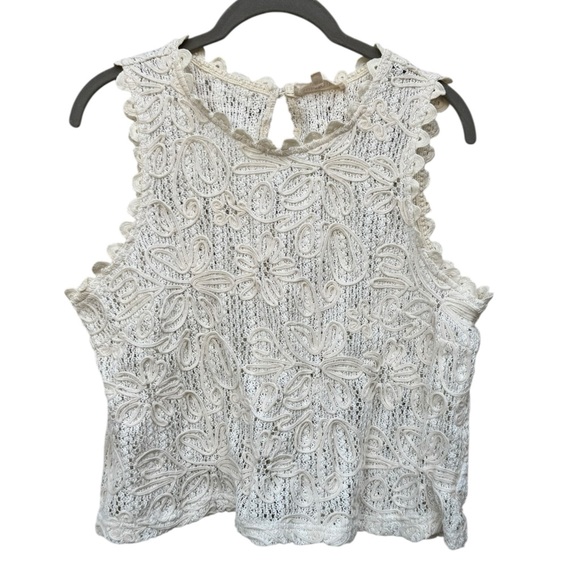Solitaire Tops - Solitaire Cream Lace Crop Top size Large